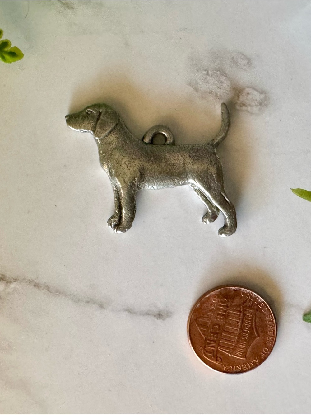 Silver Dog Pendant Charm - Class Beagle Silhouette